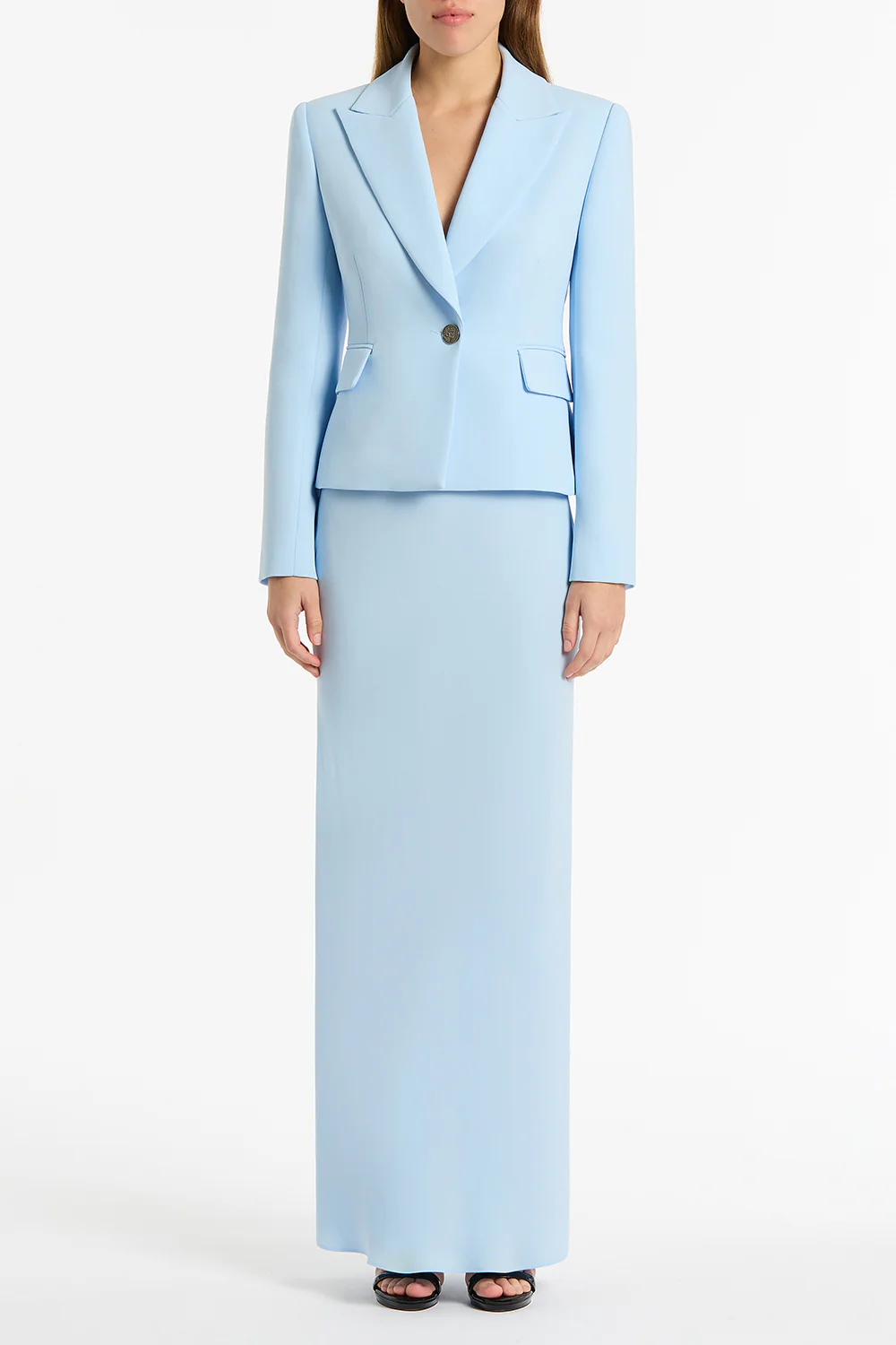 PALE BLUE CREPE BIAS SKIRT