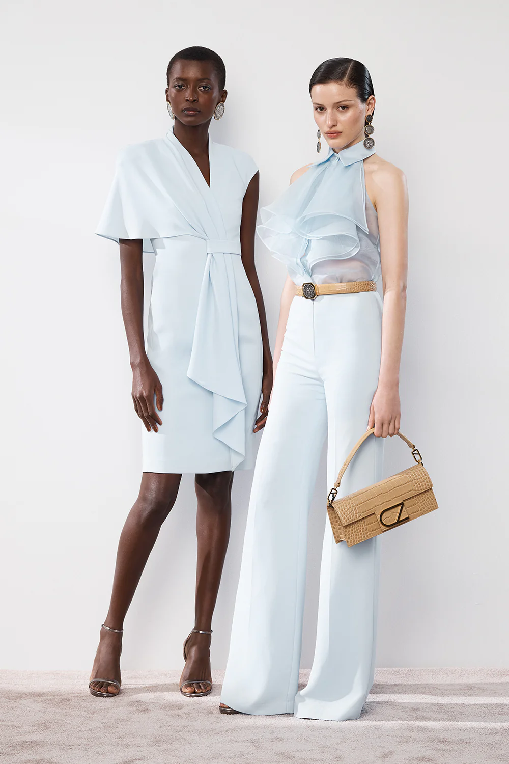 PALE BLUE CREPE LOW WAIST PANT - Image 5