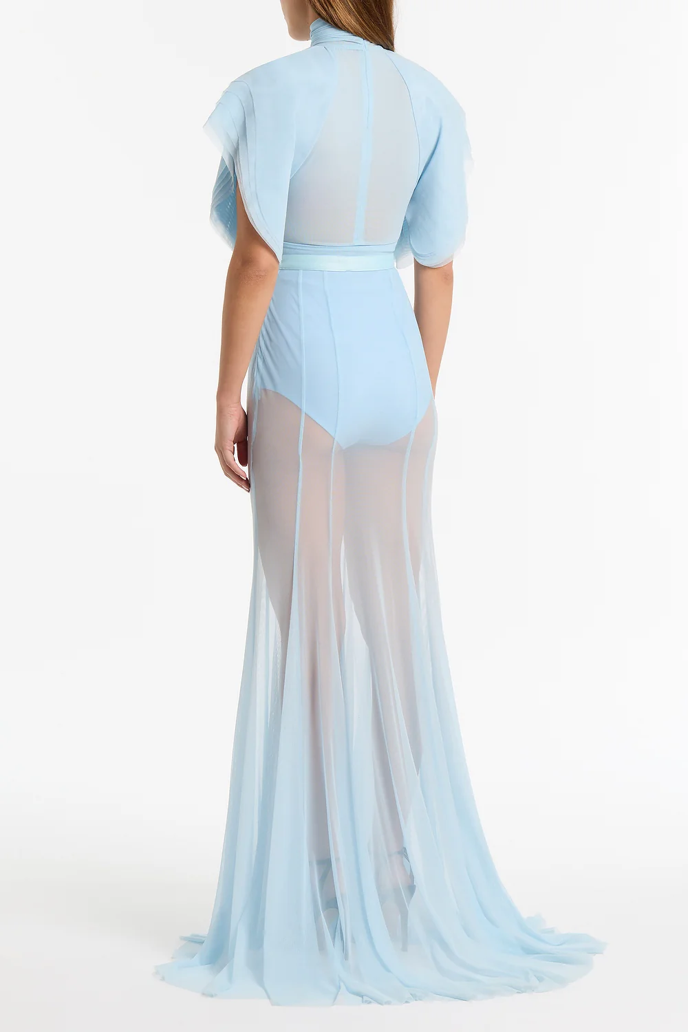 PALE BLUE PURA MESH PETAL SLEEVE BODYSUIT - Image 2