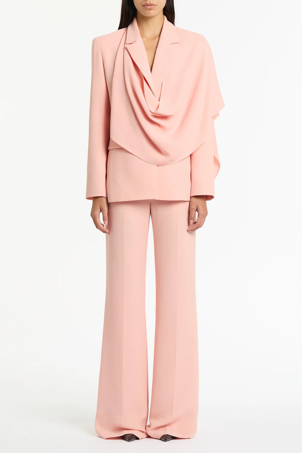 PALE ROSE CREPE CLASSIC FLARED PANT - Image 4