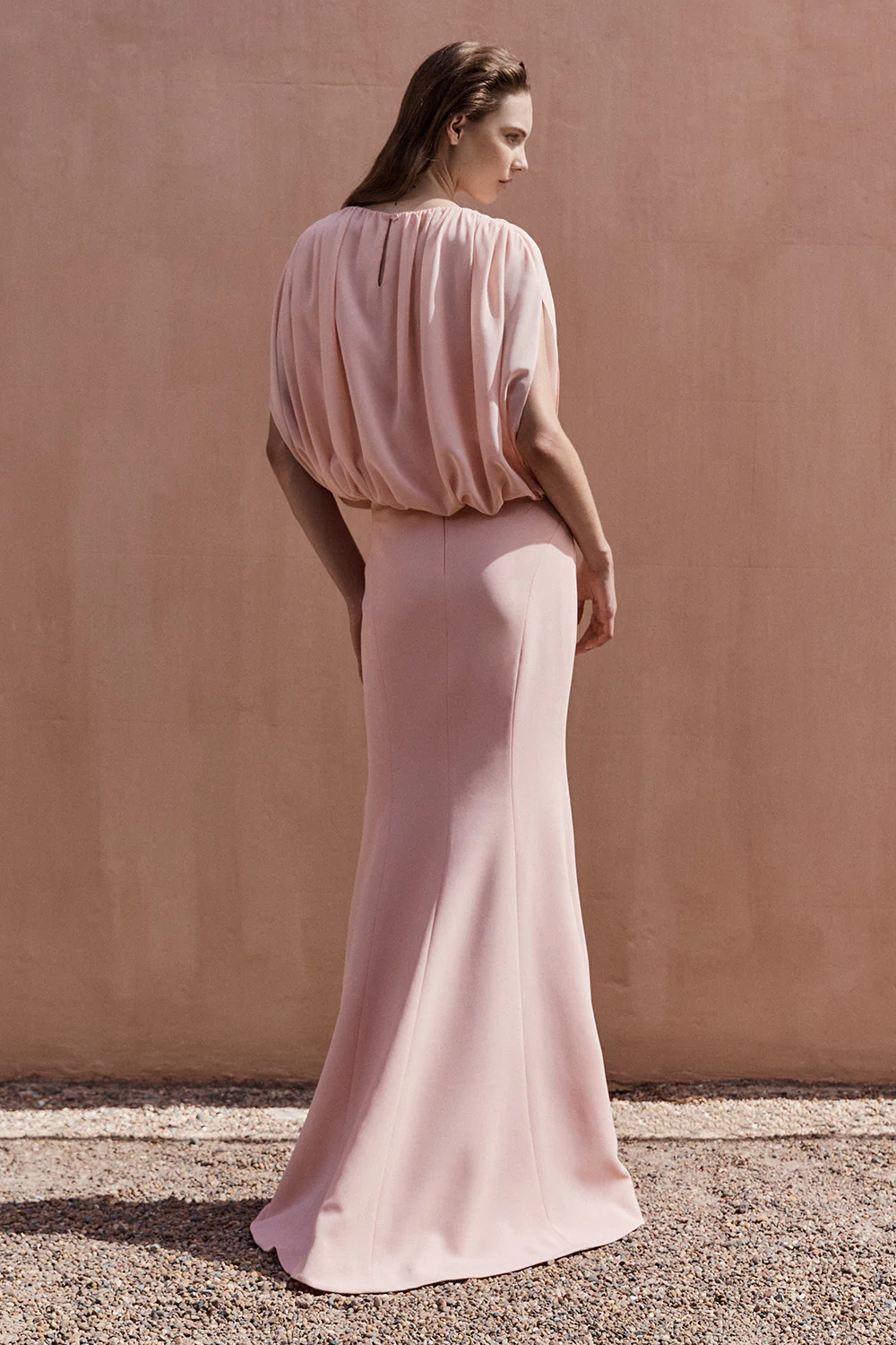 PALE ROSE CREPE FISHTAIL MAXI SKIRT - Image 4