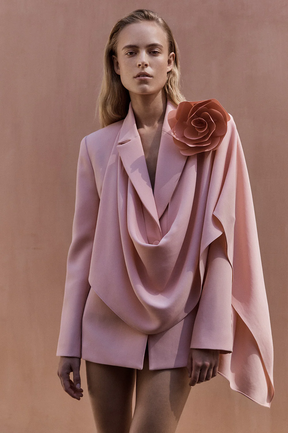 PALE ROSE CREPE SCARF JACKET - Image 6