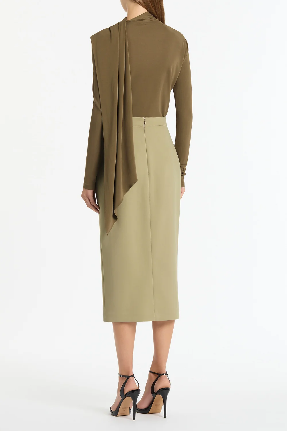 PALM MATTE JERSEY LONG SLEEVE SCARF TOP - Image 2