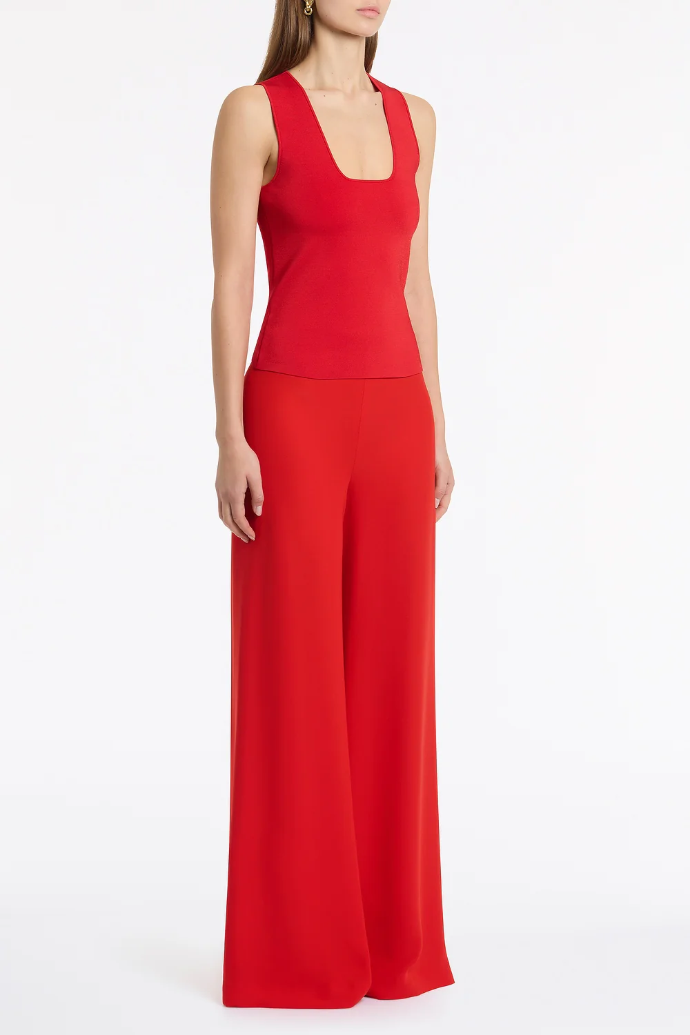 RED CREPE PALAZZO PANT - Image 2