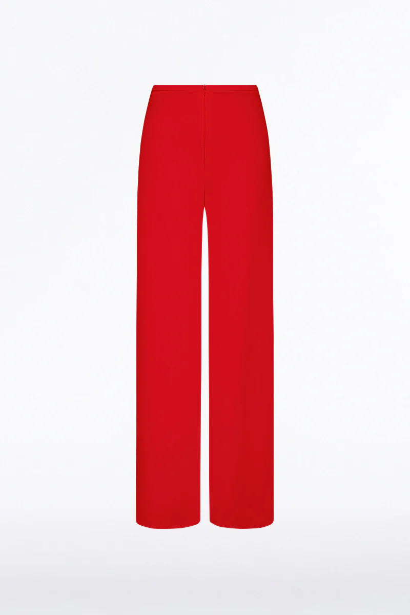 RED CREPE PALAZZO PANT - Image 5