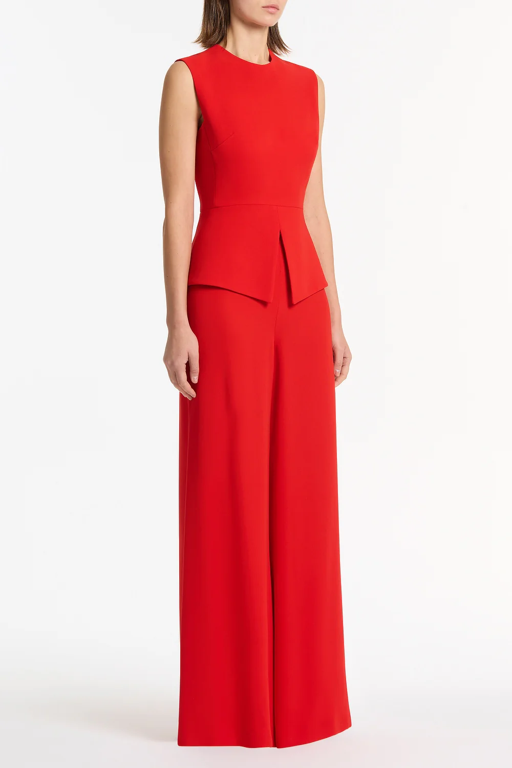 RED CREPE PEPLUM TOP - Image 2