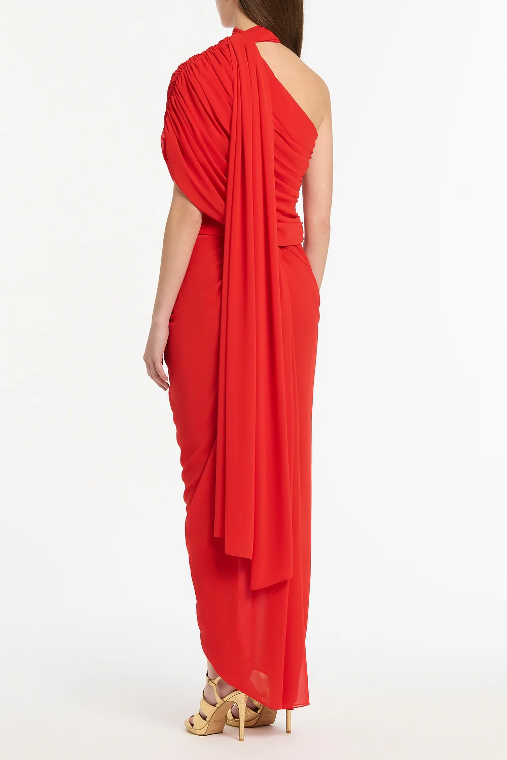 RED GEORGETTE DRAPE WRAP SKIRT - Image 3