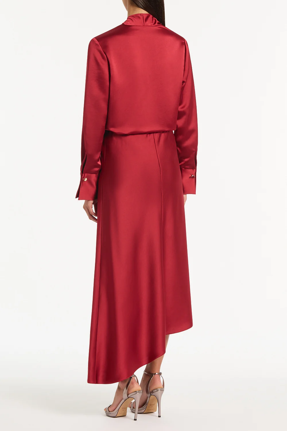 RIO RED SATIN ASYMMETRIC BIAS SKIRT - Image 2