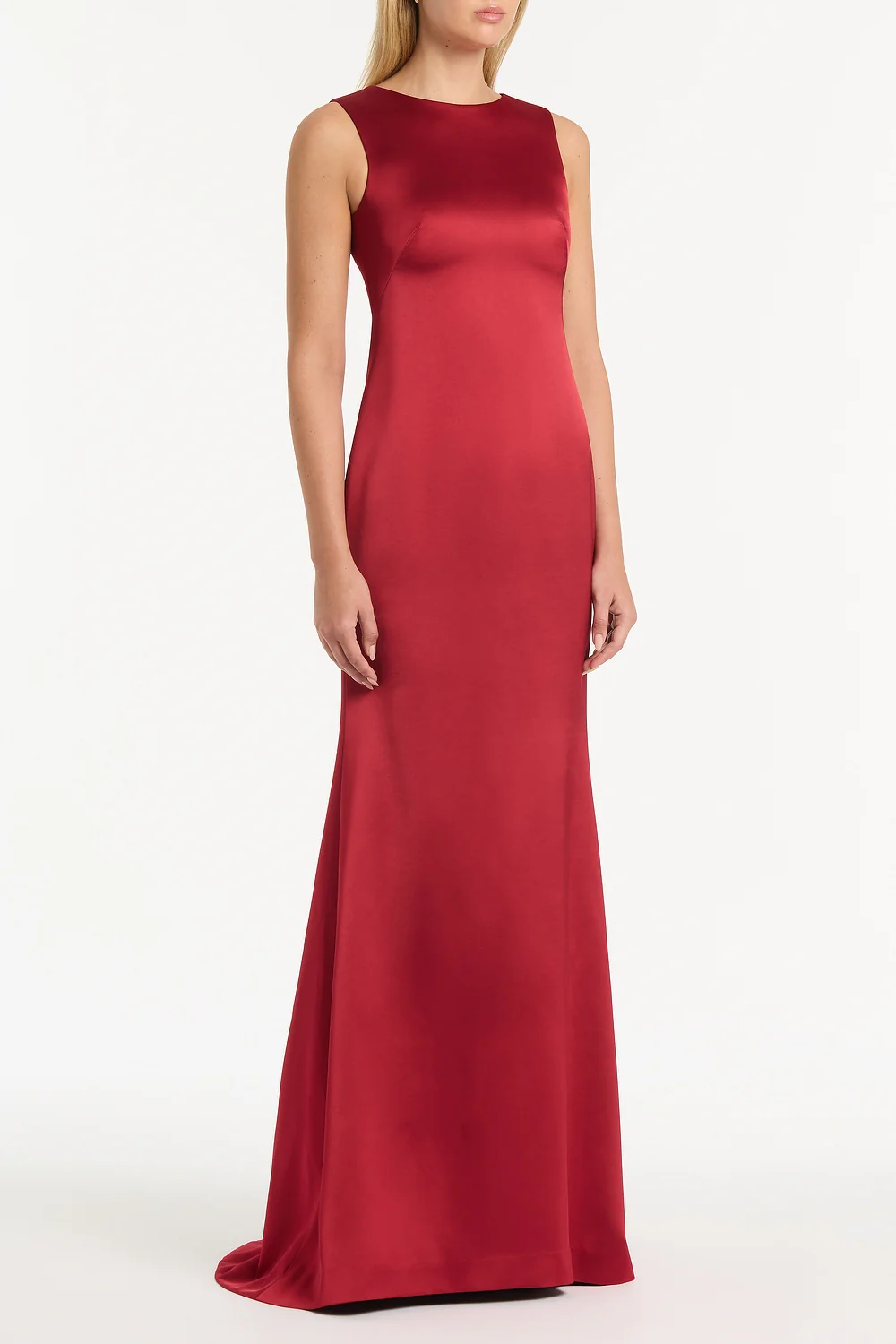 RIO RED SATIN CAPE DRESS - Image 6
