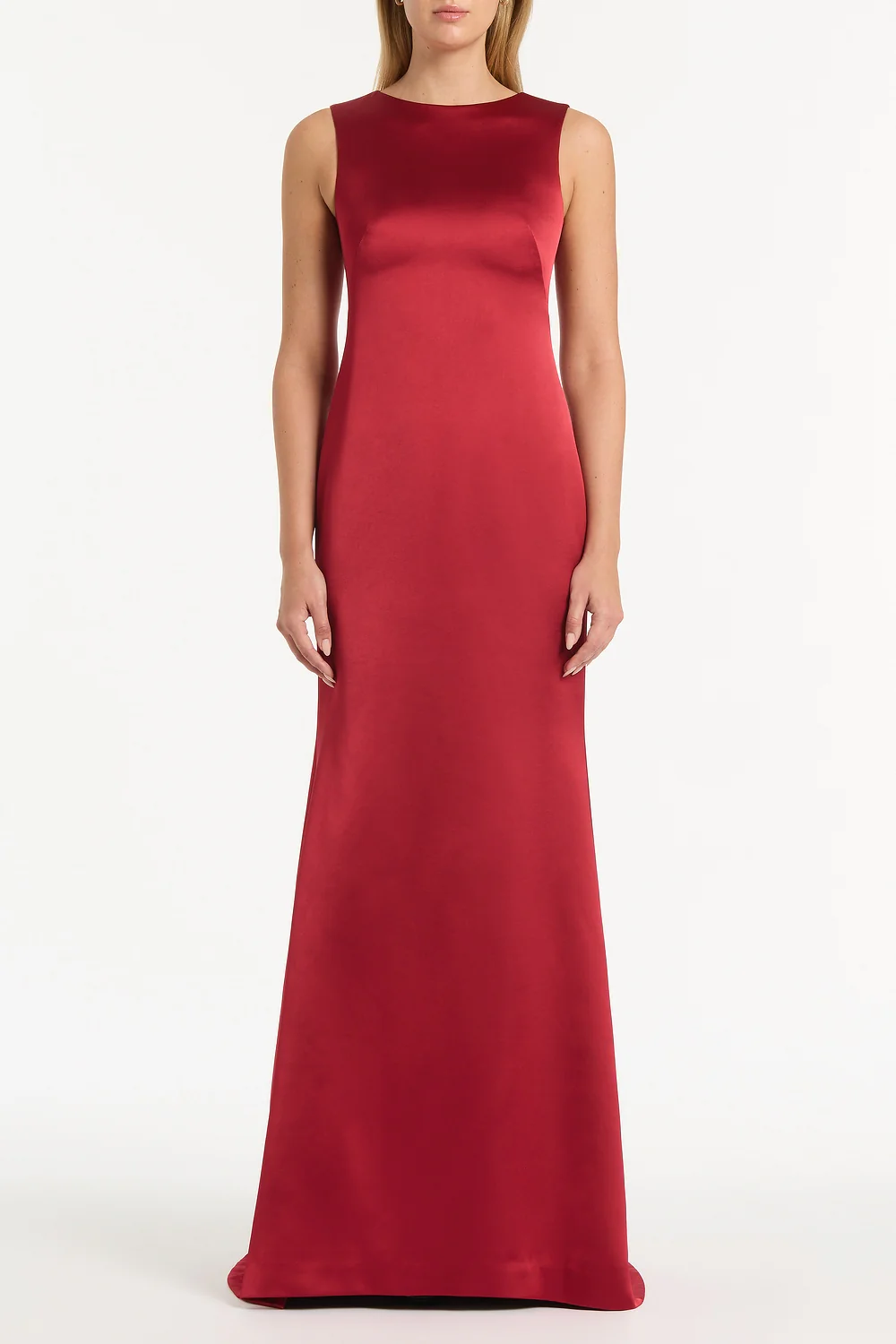 RIO RED SATIN FISHTAIL GOWN
