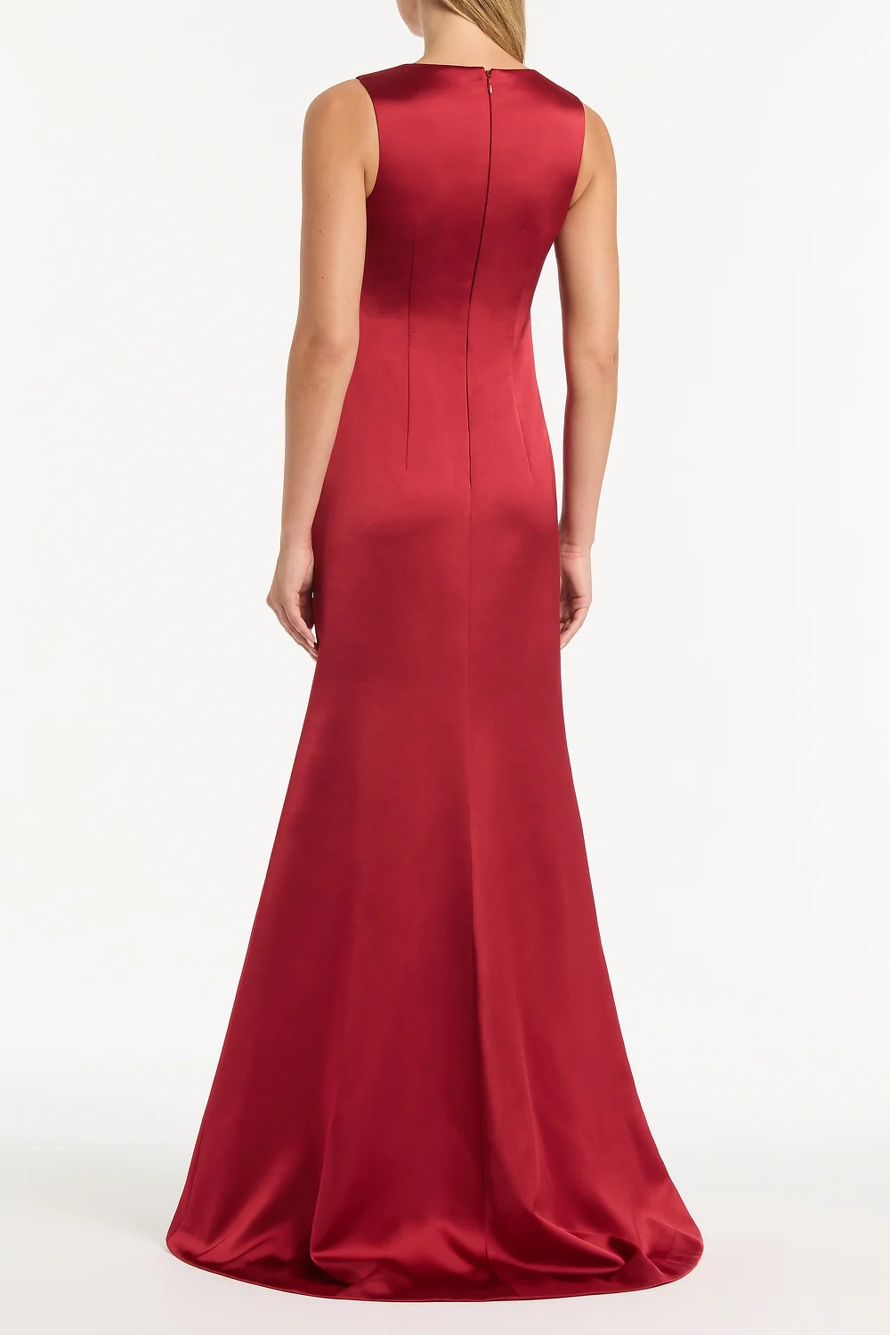 RIO RED SATIN FISHTAIL GOWN - Image 3