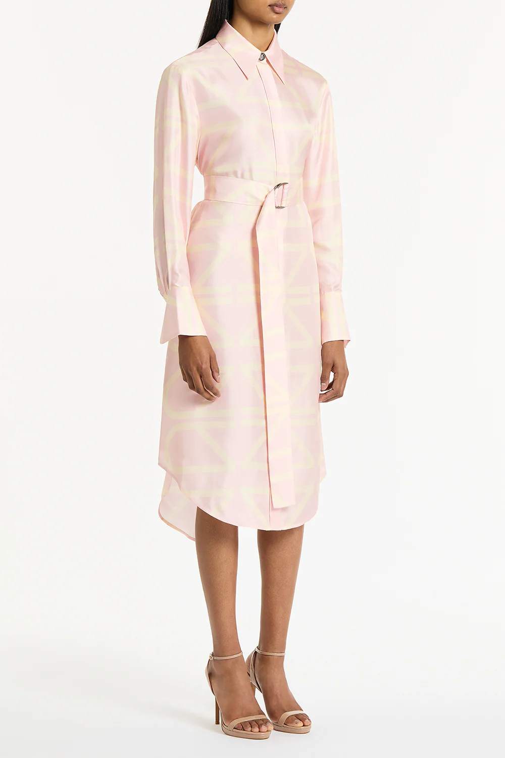 ROSA GRID SILK TWILL RELAXED SHIRT DRESS - Image 3
