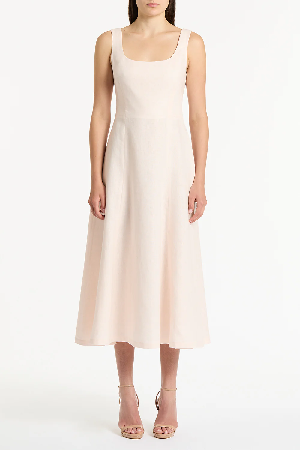 ROSA LINEN SQUARE NECK MIDI DRESS