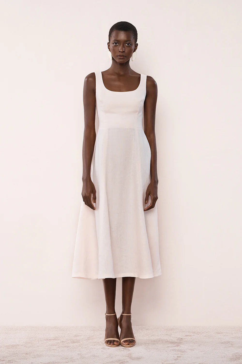 ROSA LINEN SQUARE NECK MIDI DRESS - Image 4