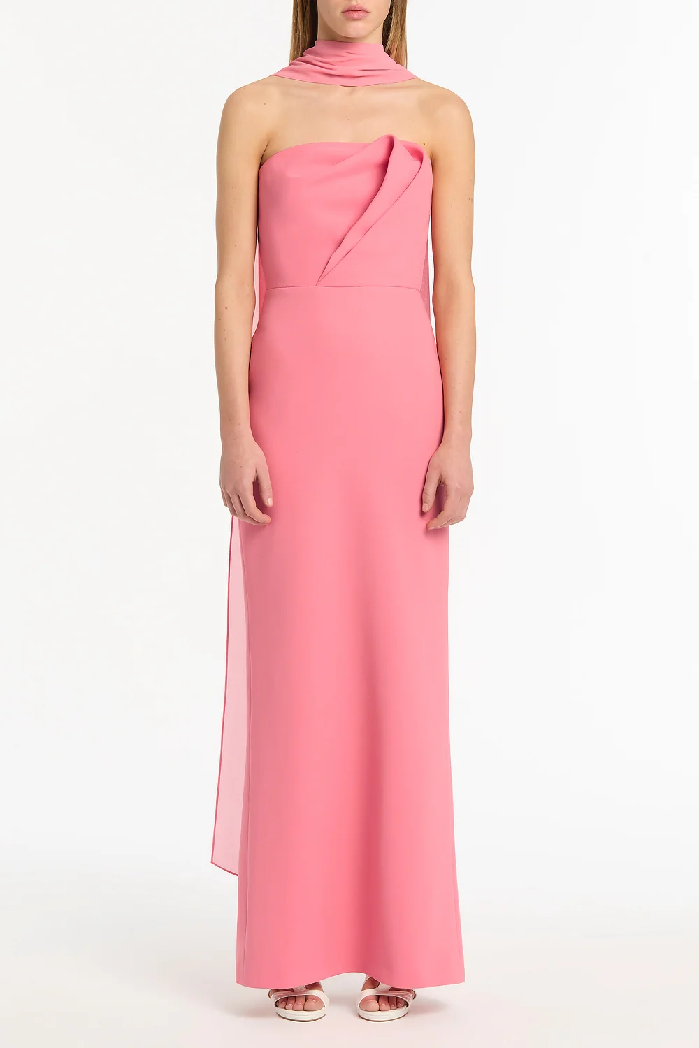 ROSE PINK CREPE SCULPTURAL GOWN - Image 4