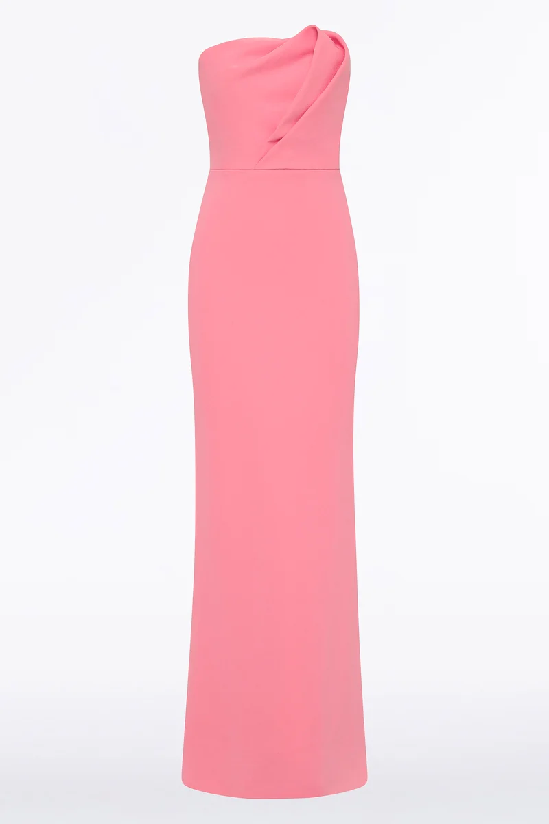 ROSE PINK CREPE SCULPTURAL GOWN - Image 6