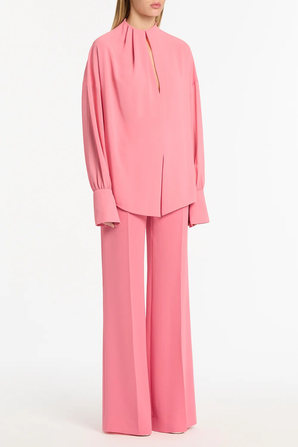 ROSE PINK GEORGETTE DROP SLEEVE BLOUSE - Image 2