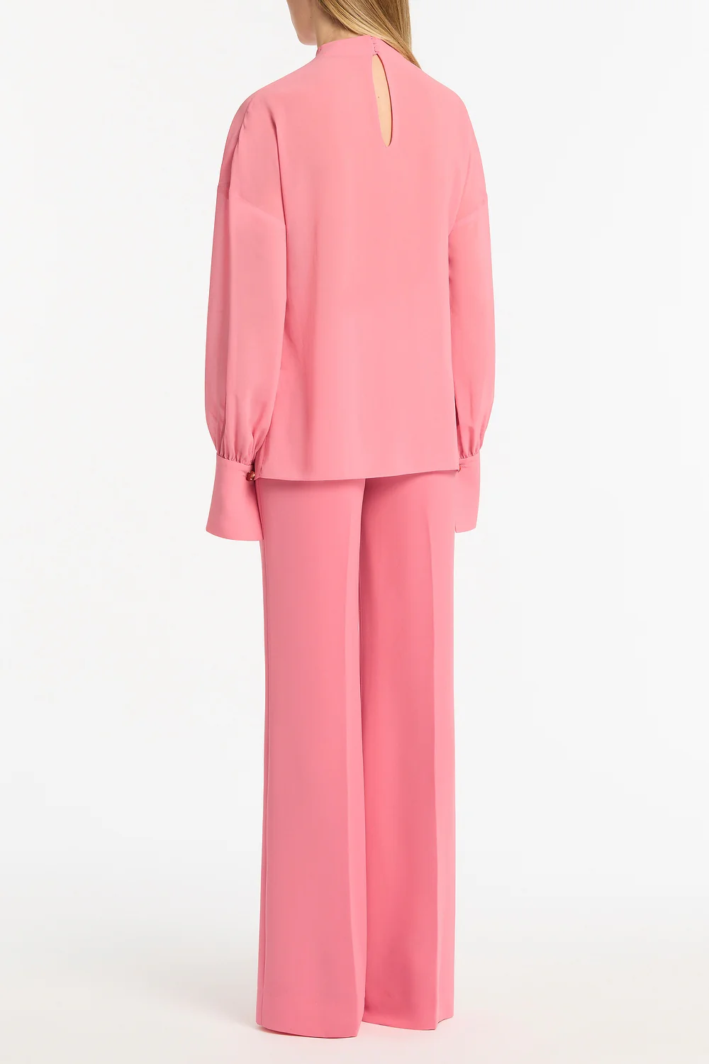 ROSE PINK GEORGETTE DROP SLEEVE BLOUSE - Image 3