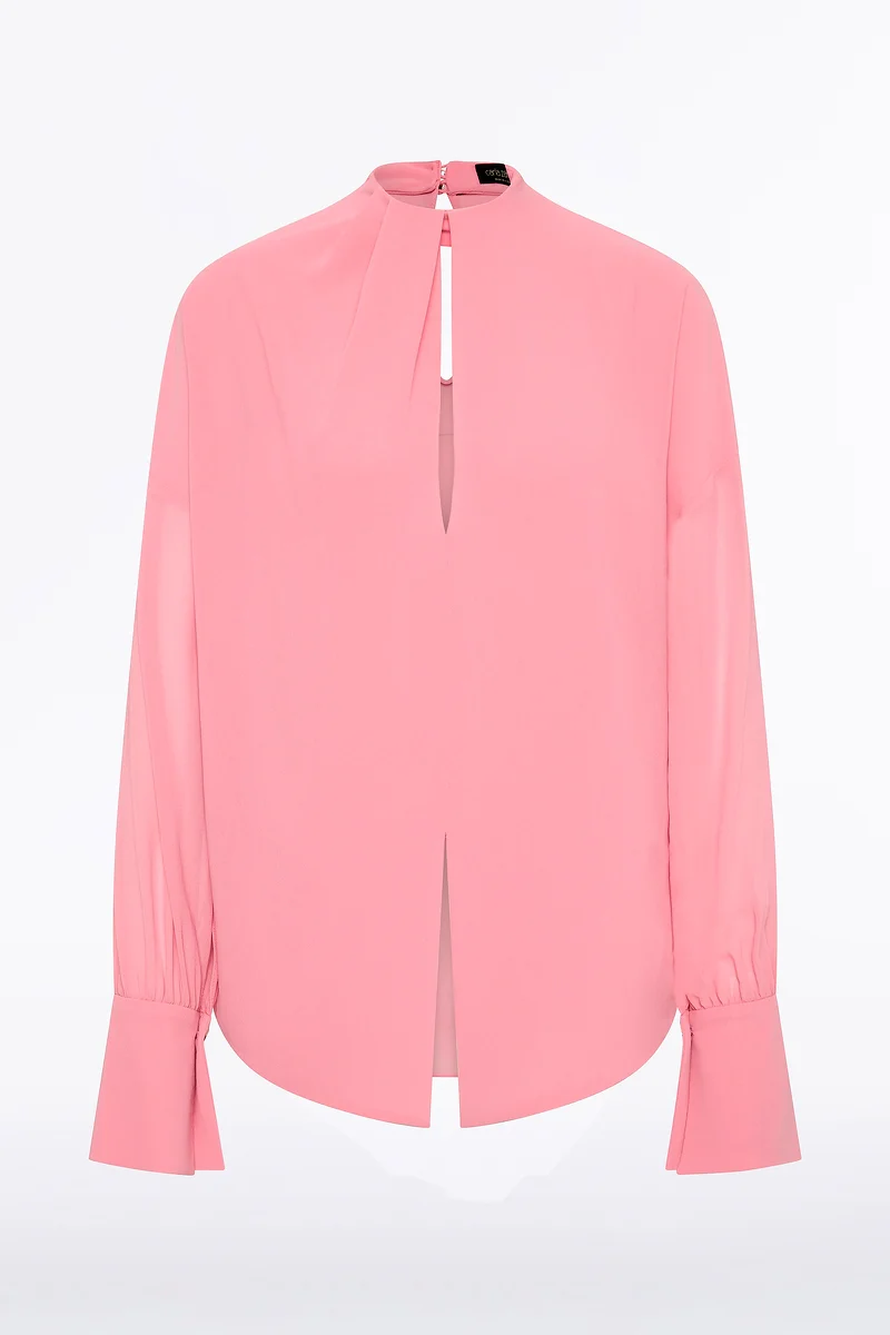 ROSE PINK GEORGETTE DROP SLEEVE BLOUSE - Image 4