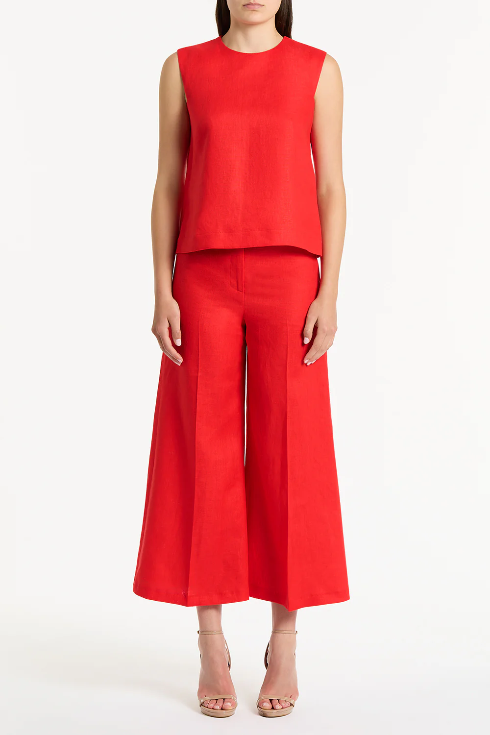 SCARLATTO LINEN CROPPED PALAZZO PANT