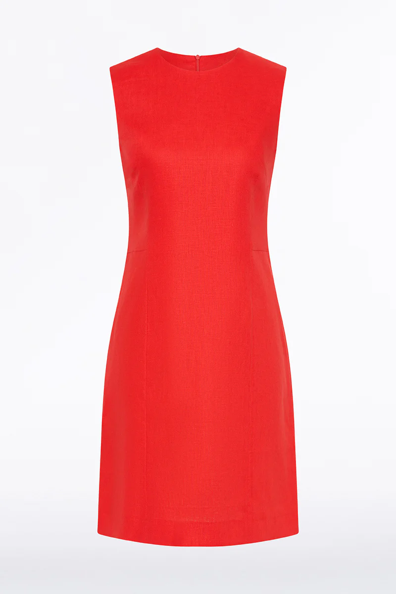 SCARLATTO LINEN SHEATH MINI DRESS - Image 5