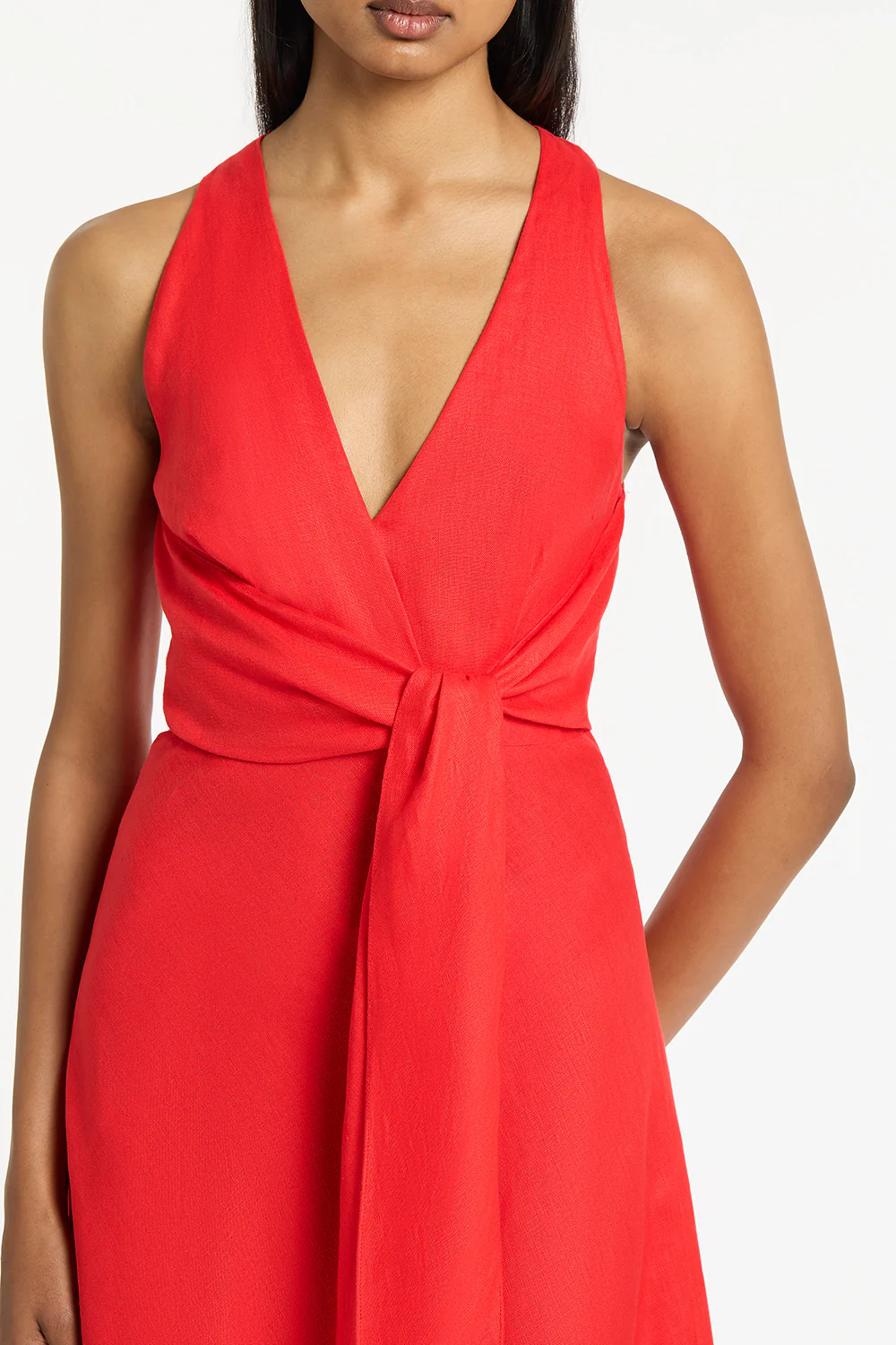 SCARLATTO LINEN V-NECK WRAP DRESS - Image 4