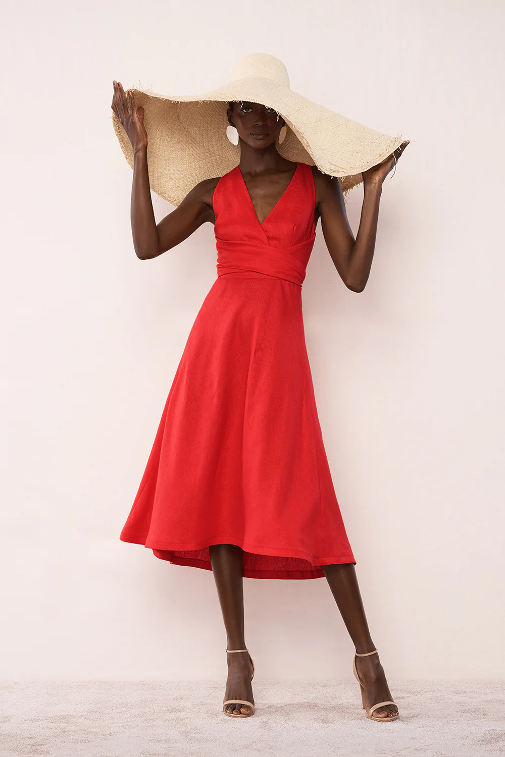 SCARLATTO LINEN V-NECK WRAP DRESS - Image 5