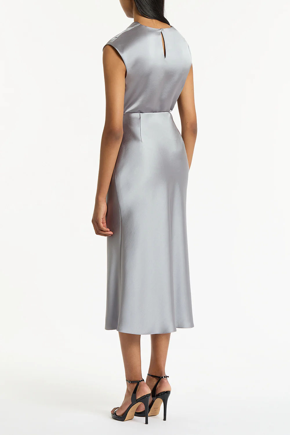 SILVER SATIN COWL NECK TOP - Image 3
