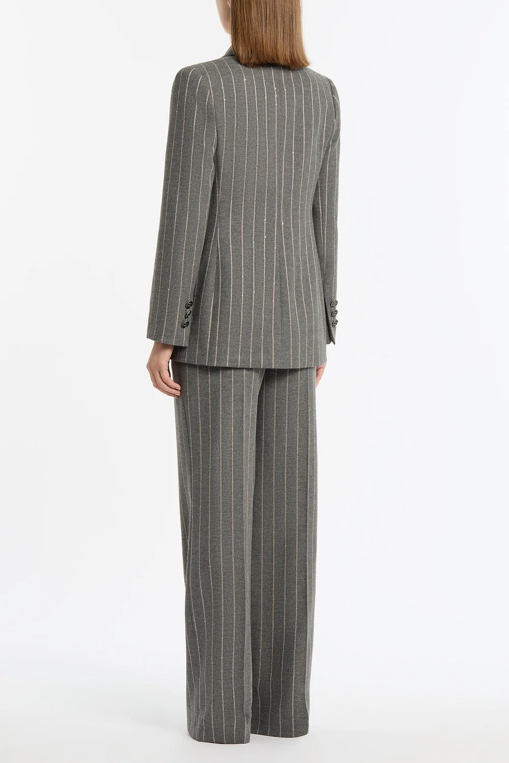 SLATE ITALIAN WOOL PINSTRIPE DOUBLE BREASTED BLAZER - Image 3