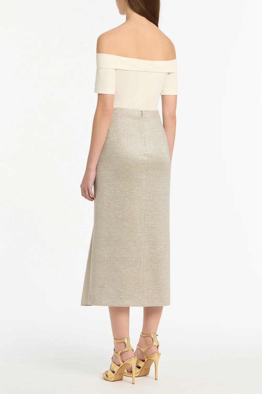 STRIPED GOLD RUFFLE FRONT SKIRT - Image 3
