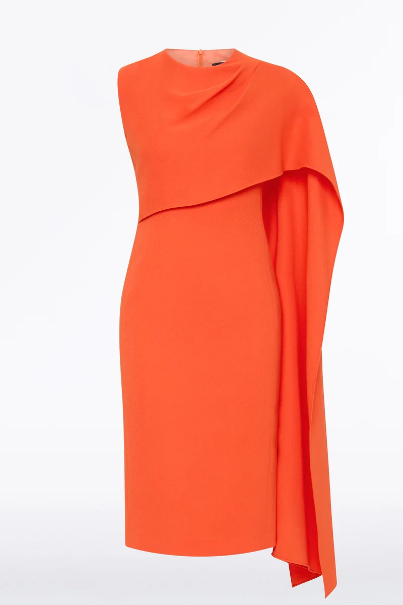 TANGERINE CREPE CASCADE DRESS - Image 5