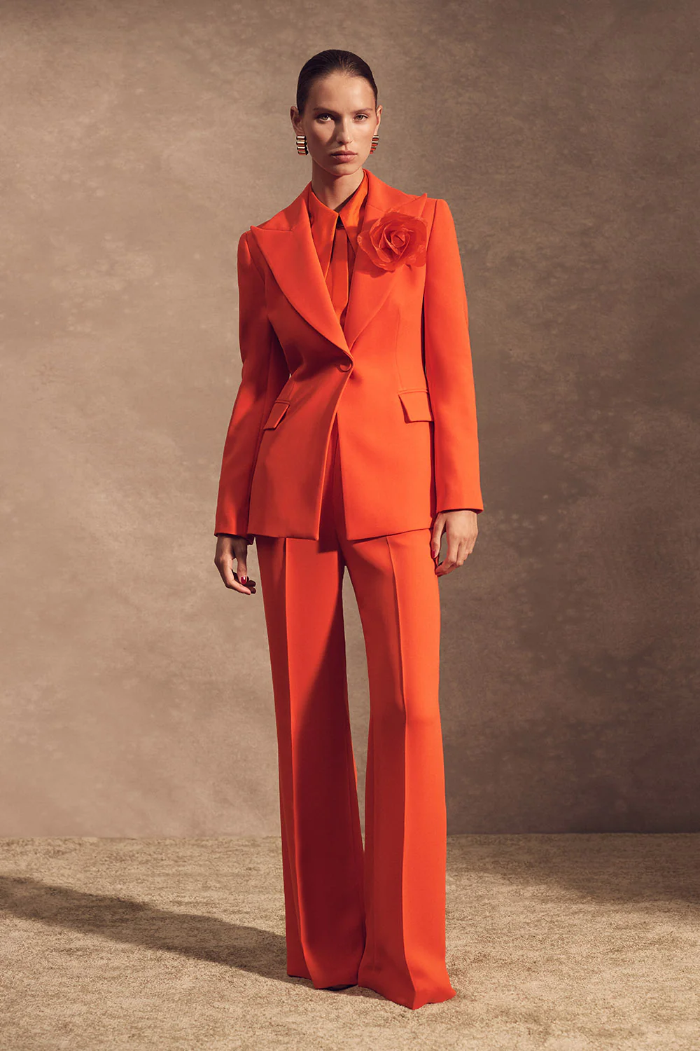 TANGERINE CREPE LONG LINE JACKET - Image 3