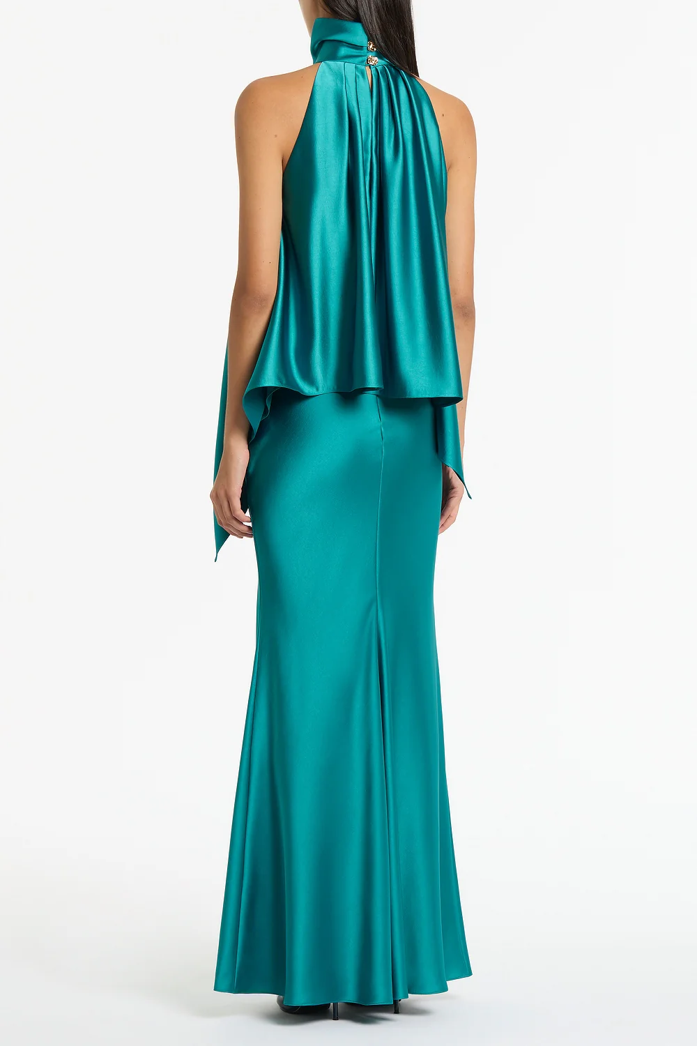 VIRIDIAN LUSTRE SATIN BIAS FISHTAIL SKIRT - Image 3