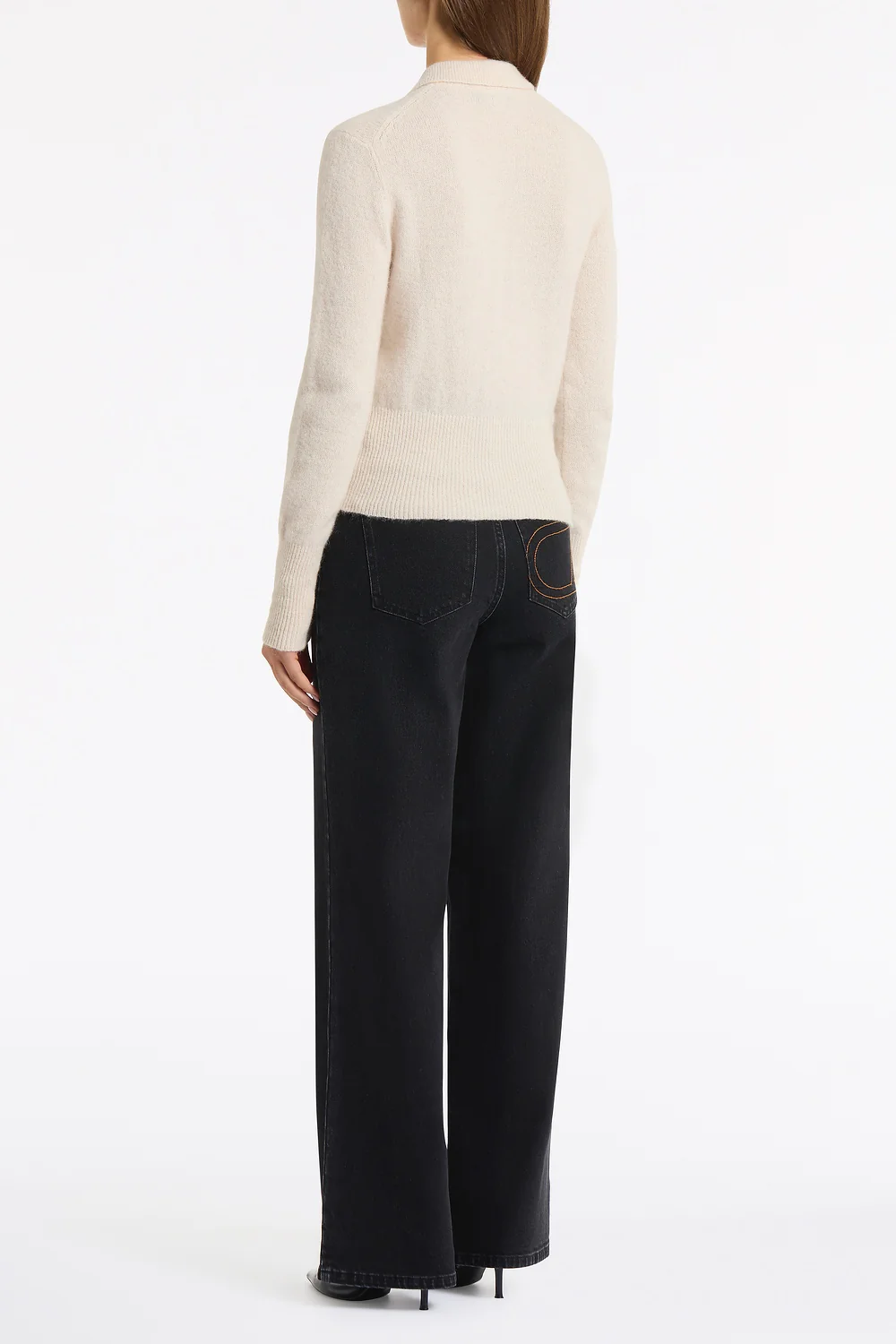 WASHED BLACK DENIM WIDE LEG PANT - Image 3