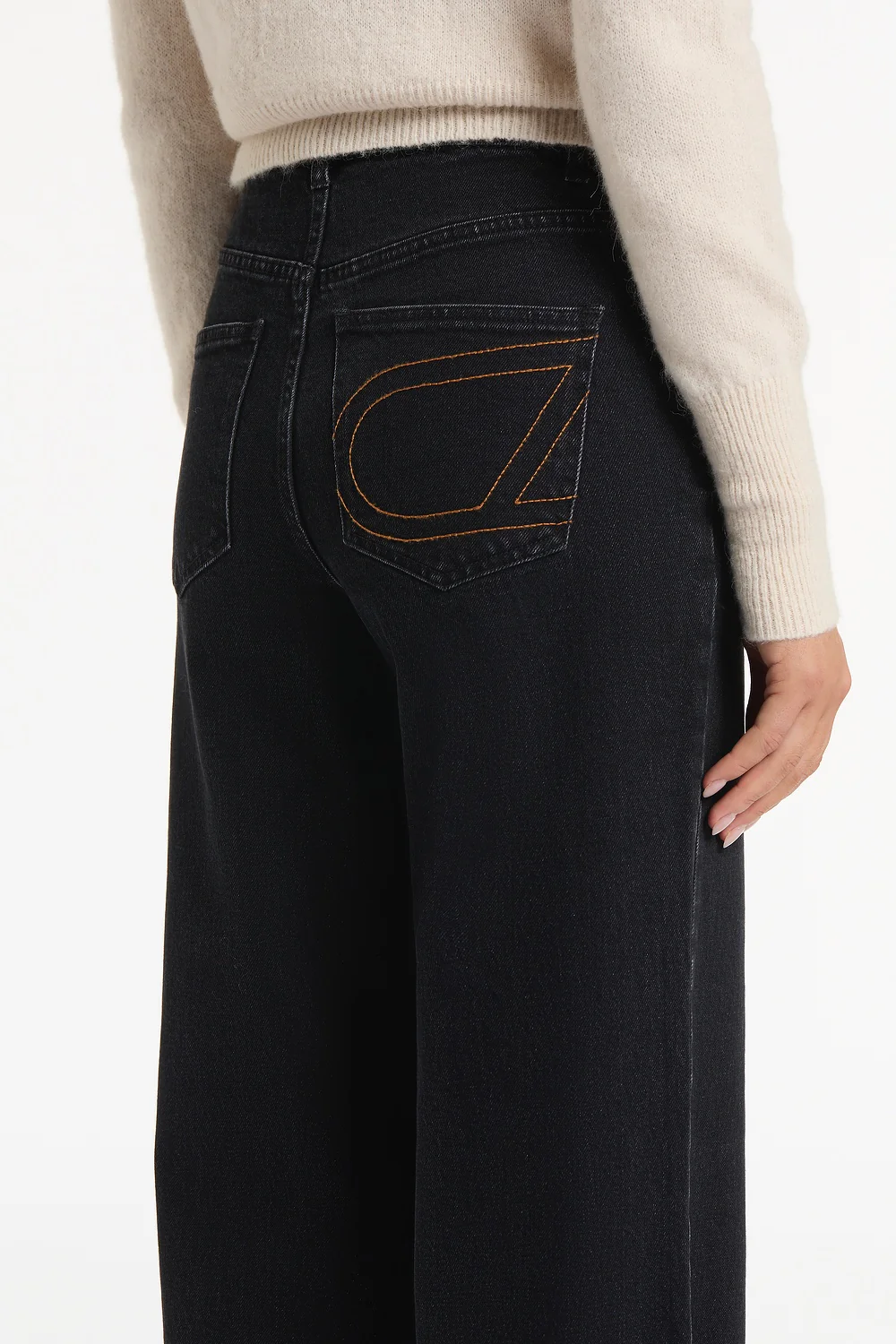 WASHED BLACK DENIM WIDE LEG PANT - Image 4