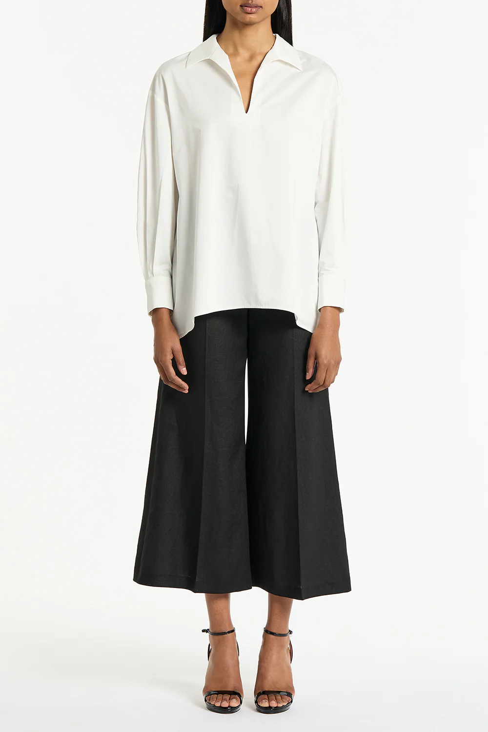 WHITE COTTON TAFFETA SHIRT