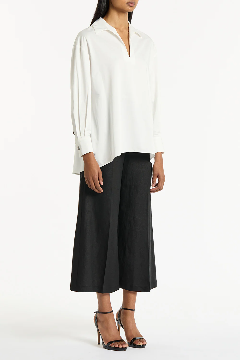 WHITE COTTON TAFFETA SHIRT - Image 3