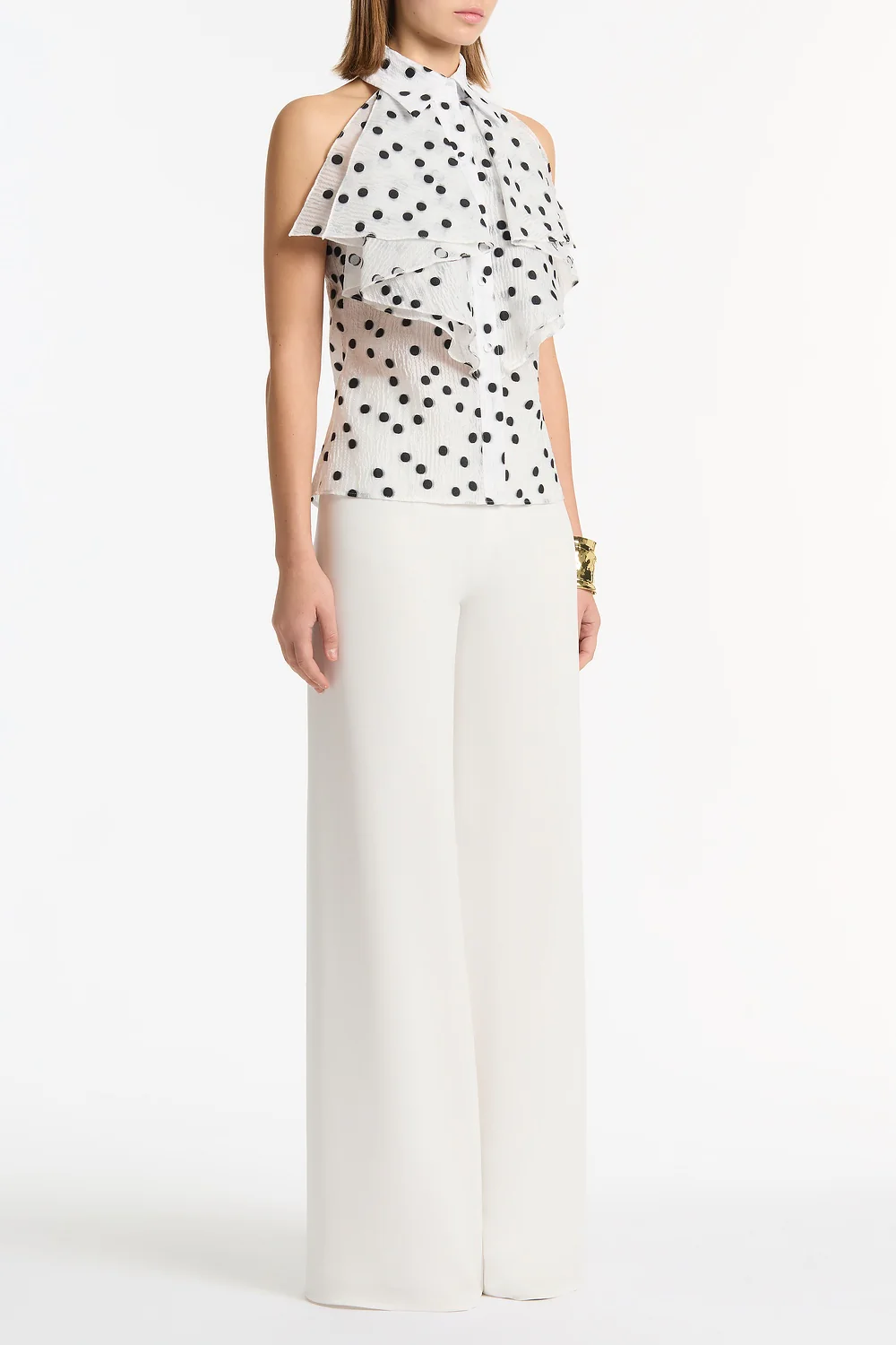 WHITE CREPE PALAZZO PANT - Image 2