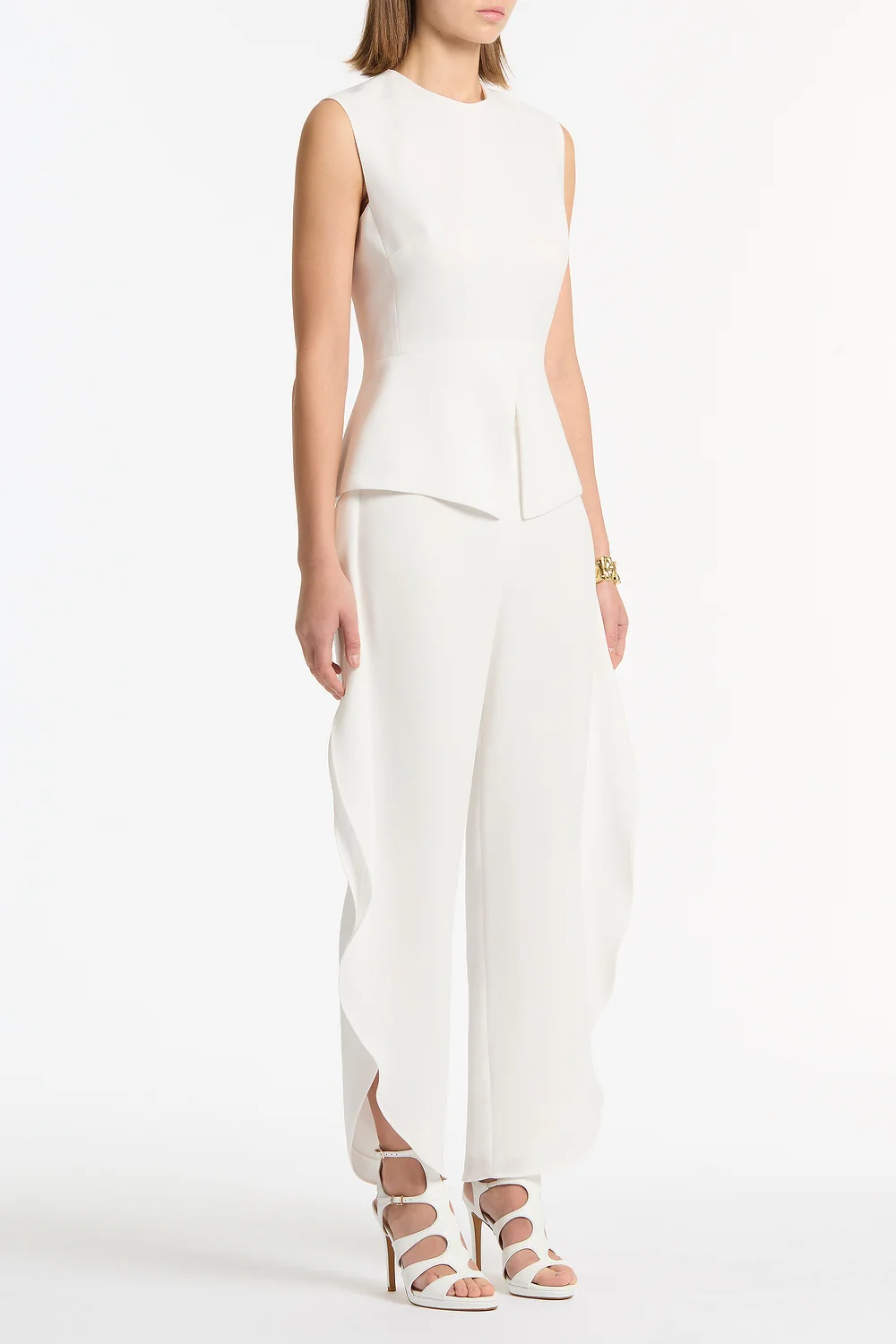 WHITE CREPE PEPLUM TOP - Image 2