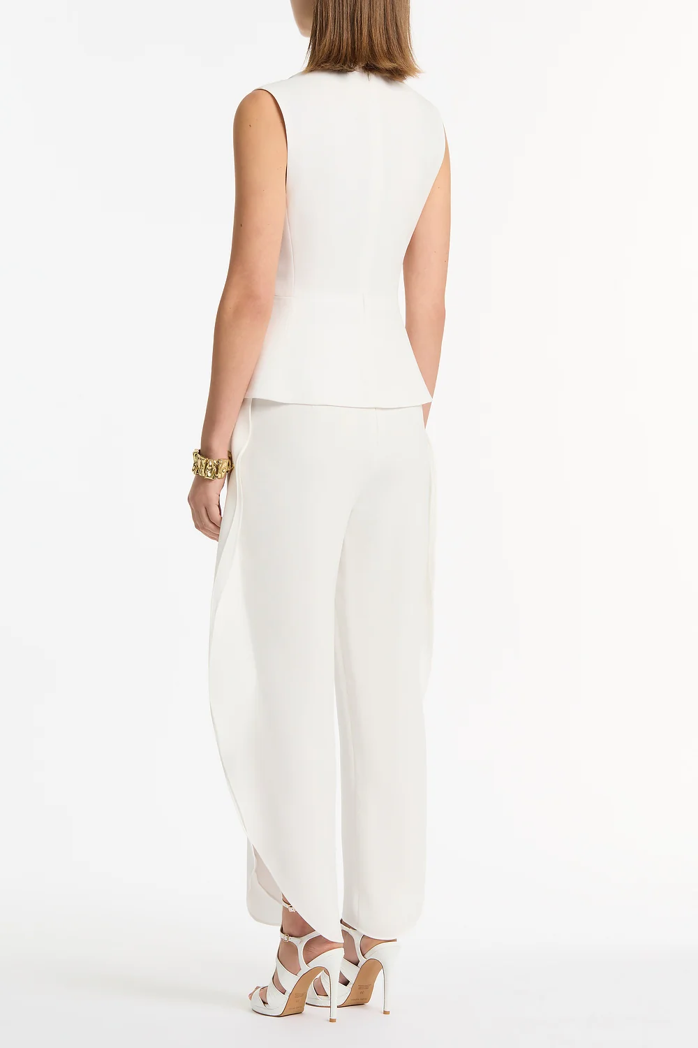 WHITE CREPE PEPLUM TOP - Image 3