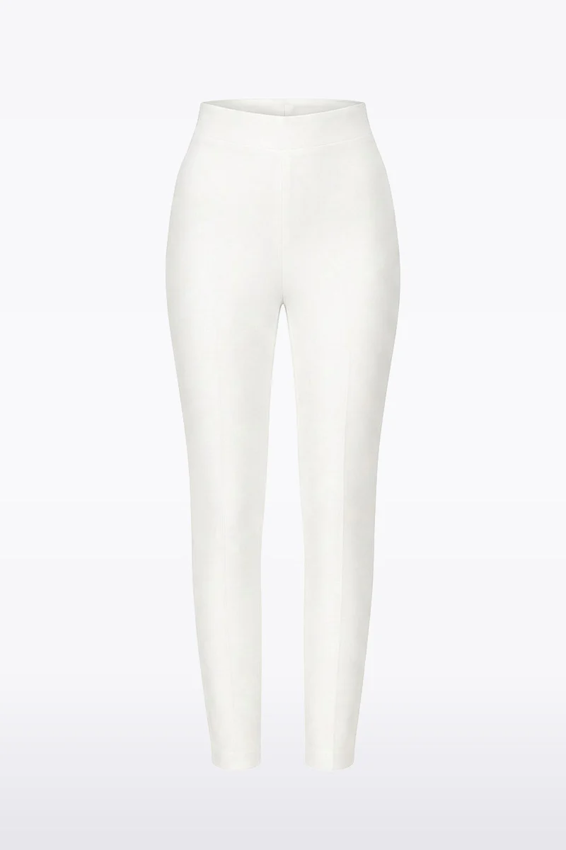 WHITE CREPE SLIM PANT - Image 4