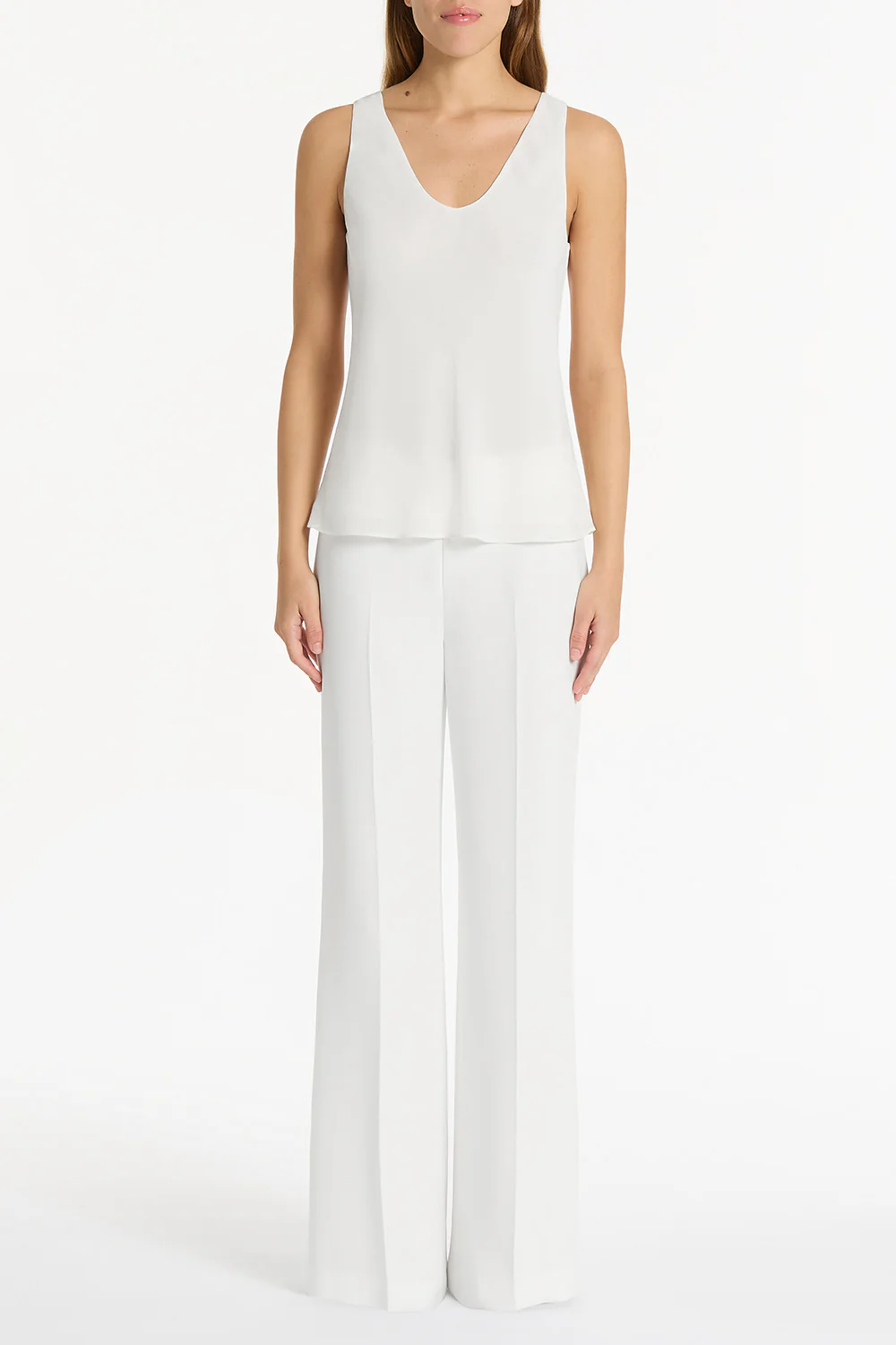 WHITE GEORGETTE SCOOP NECK CAMI